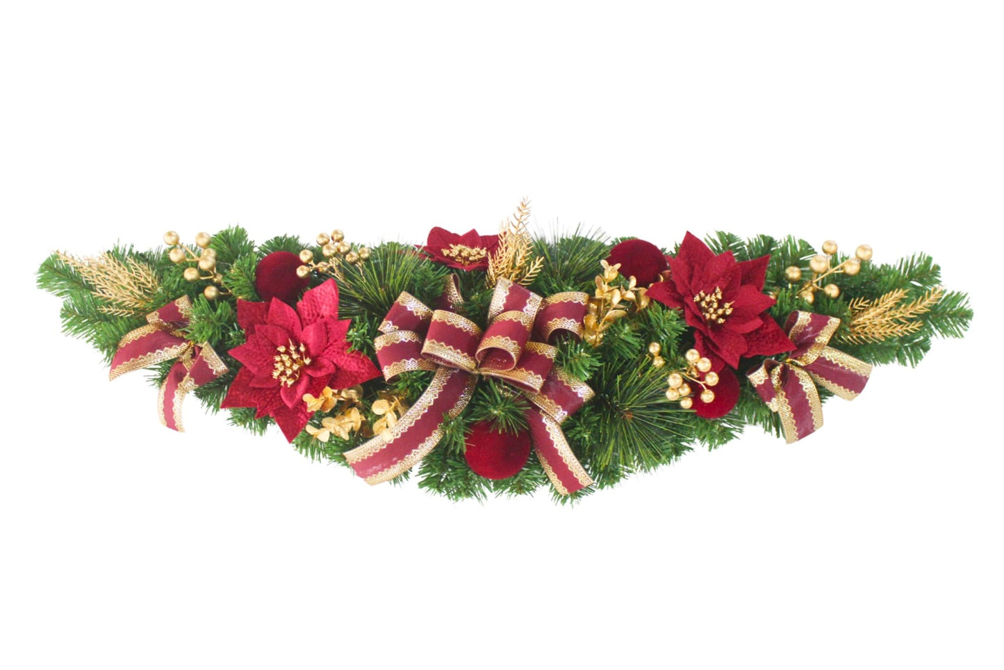 Decorated Christmas Garland w/Flowers & Bows 90cm
