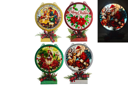 Xmas Table Light Up Decoration B/O 4 Asstd 30x22x6.5cm