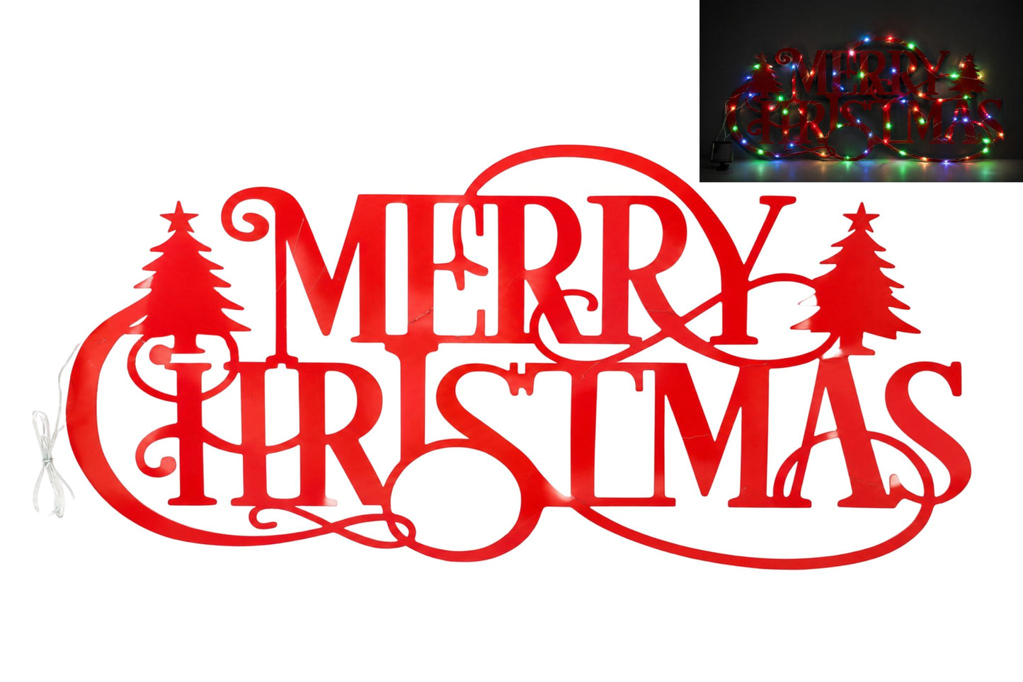 Solar Merry Christmas Wall Light Red 65-LED 5x110x51cm