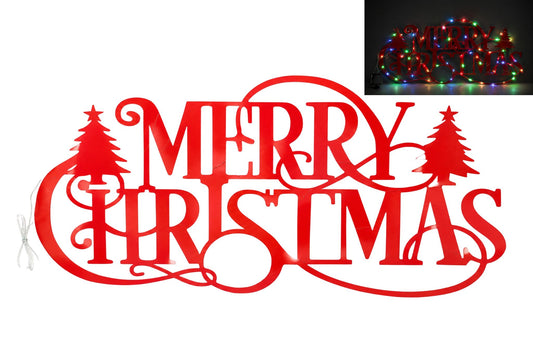 Solar Merry Christmas Wall Light Red 65-LED 5x110x51cm