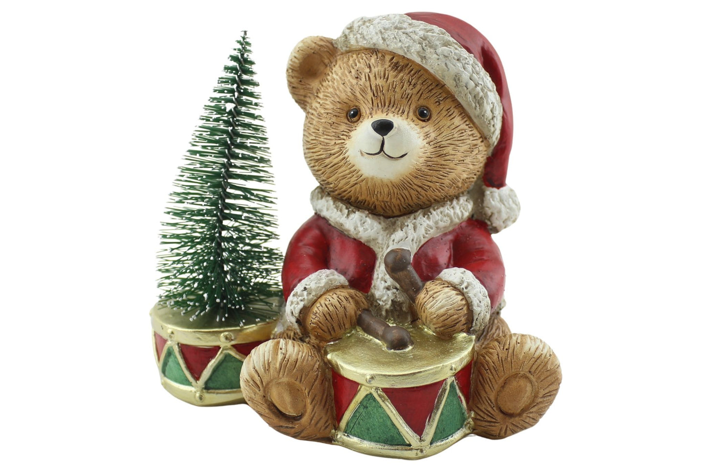 Resin Sitting Bear w/Xmas Tree 14.3x10.8x13.1cm 380g