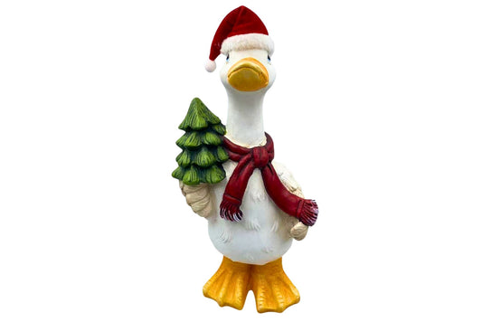 Xmas Duck Holding Tree 22x18.7x42cm