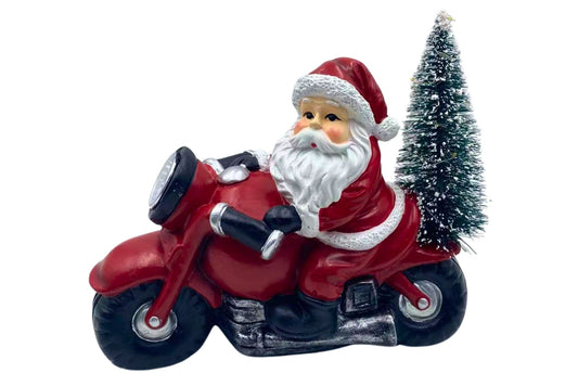 Santa on Bike w/LED 26.5x13x19.5cm