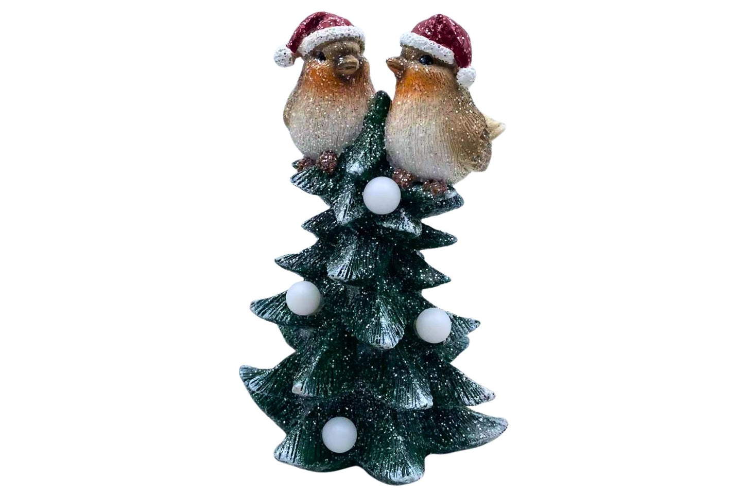 Xmas Birds on Tree w/LED 14x11x20.5cm