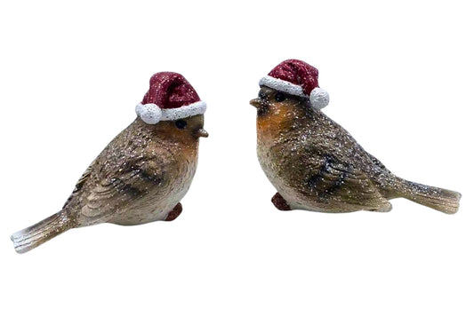 Xmas Birds w/Hat 2 Asstd 12x6x9cm