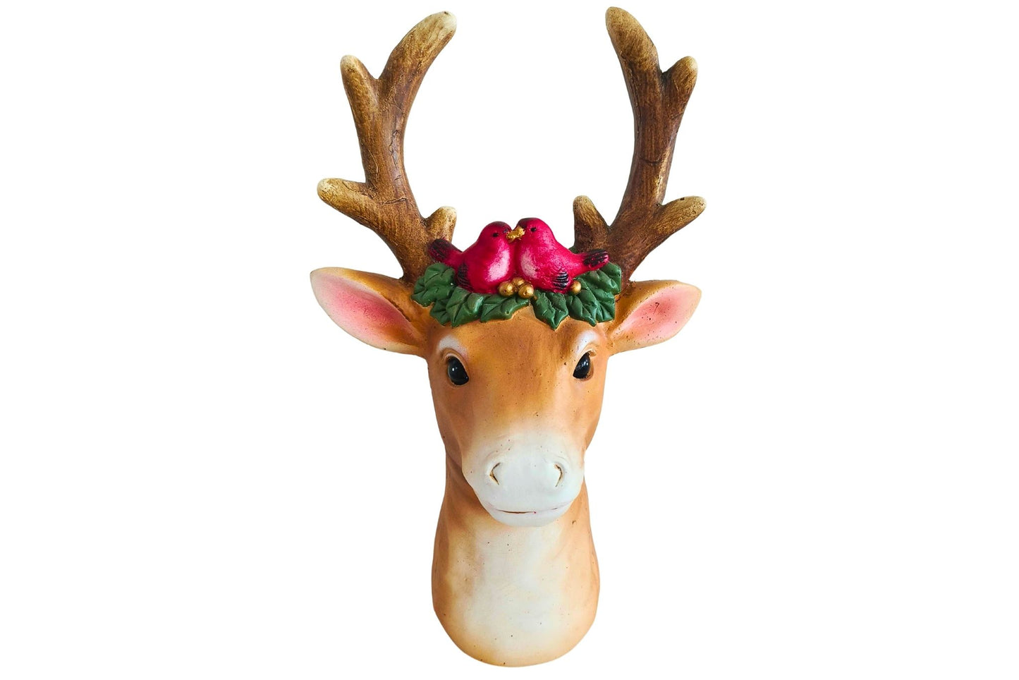 Xmas Deer Head w/Cardinals 26.3x20.3x40.5cm