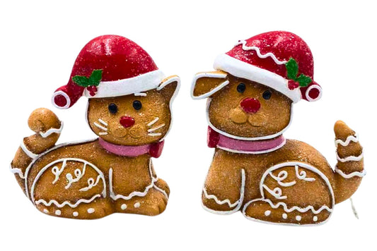 Xmas Gingerbread Dog/Cat 2 Asstd 11.5x4.5x12.5cm