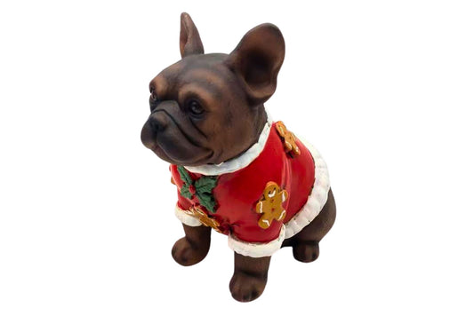 Xmas Bulldog Wearing Sweater 15.6x9x15cm