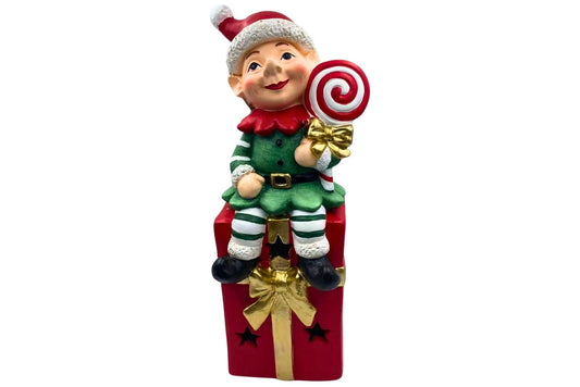 Elf on Present w/LED 18.4x16.9x45cm B/O