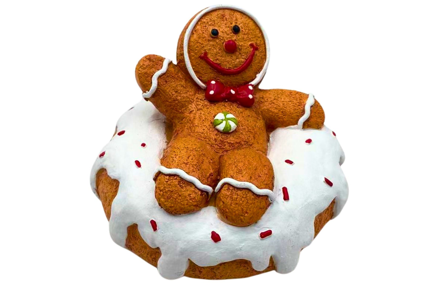 Gingerbread Man on Donut 12.6x13x12.5cm