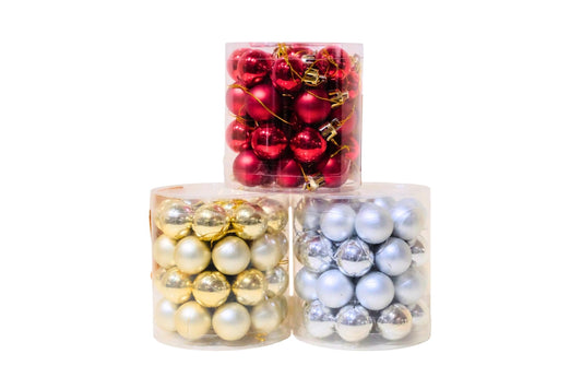 Xmas Baubles 2.5cm Pk36 6 Asstd