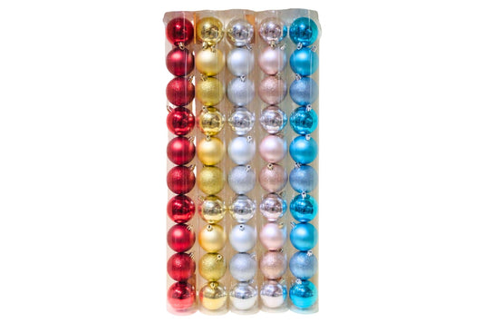 Xmas Baubles 6cm Pk10 4 Asstd PDU