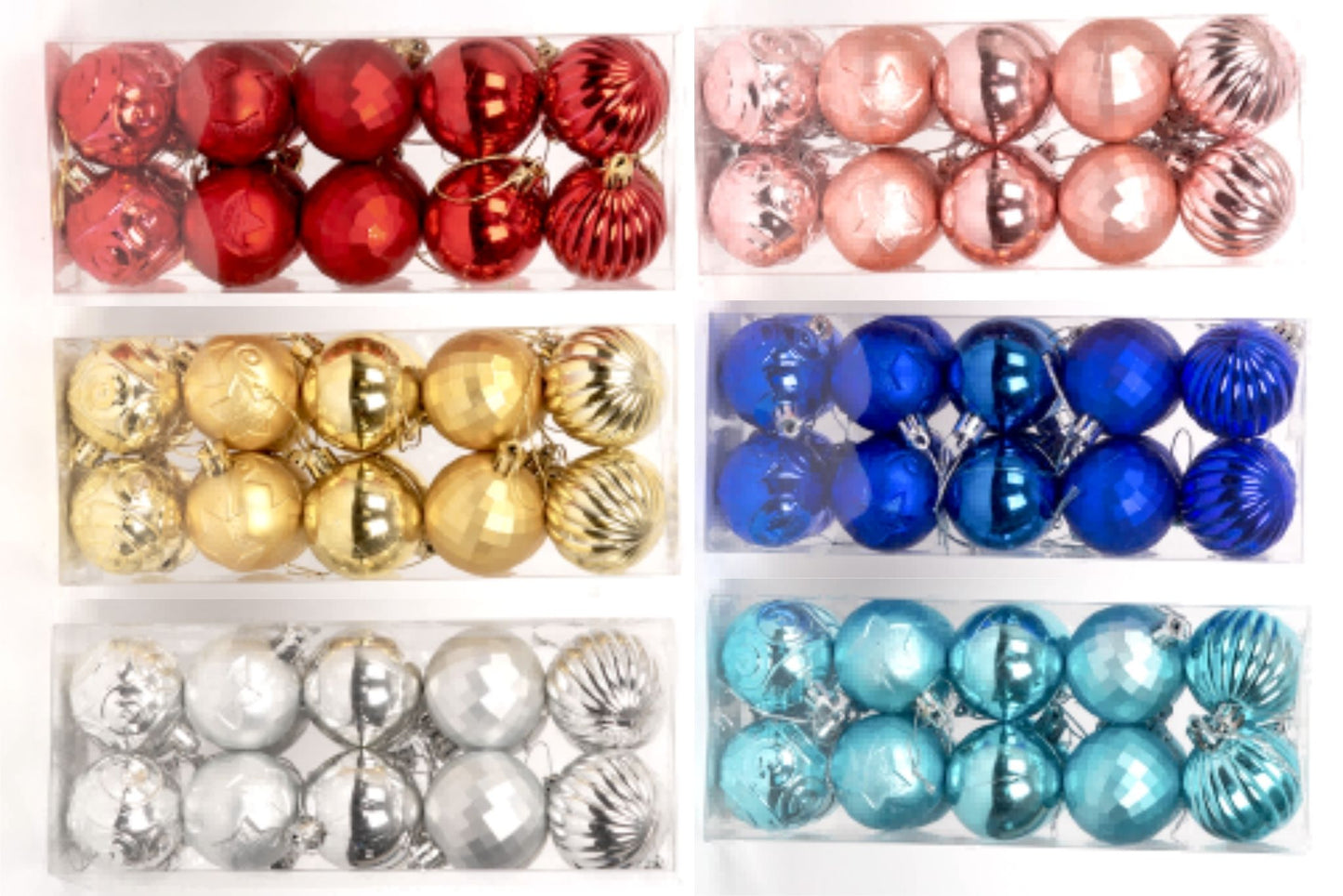 Xmas Baubles 5cm Pk20 6 Asstd