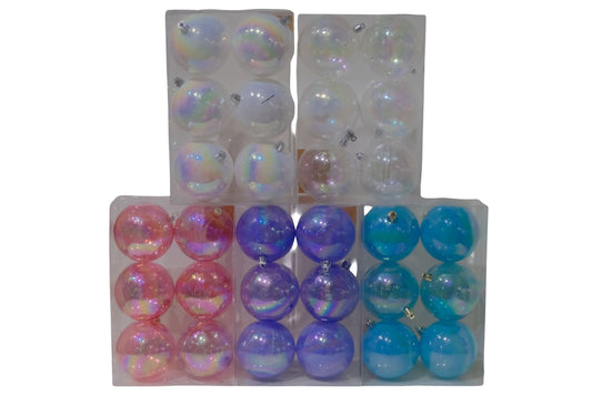 Xmas Baubles 8cm Pk6 5 Asstd