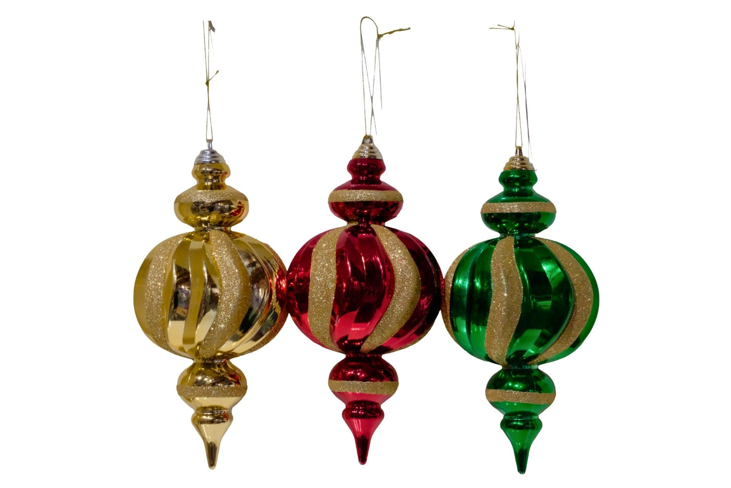 Xmas Baubles Swirl Ornament 24x12cm 3 Asstd