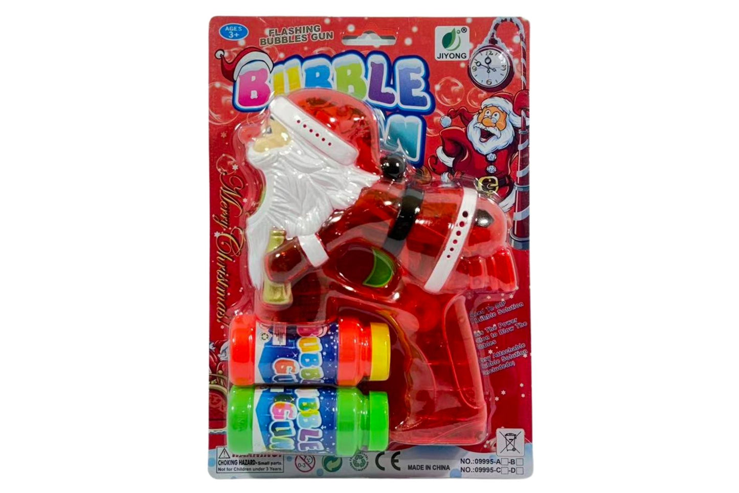 Xmas Bubble Gun w/Light & 2x Bubble Solutions