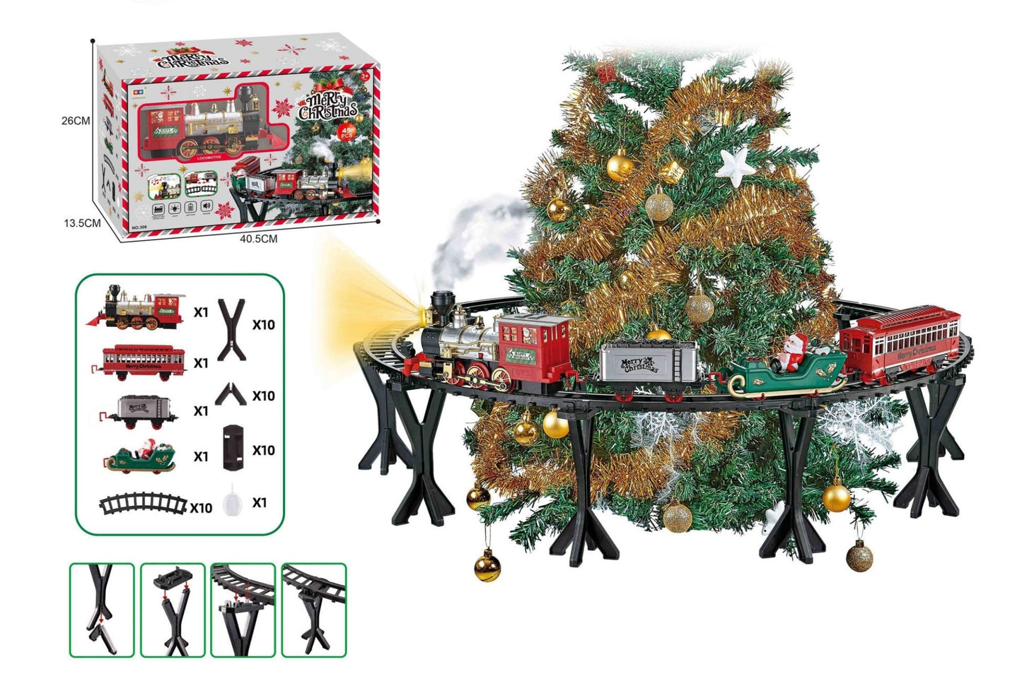 B/O Xmas Train Track w/Spray & Music