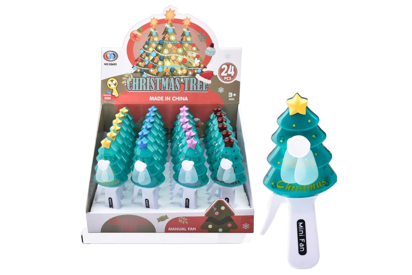 Mini Handheld Fan Xmas Tree PDQ
